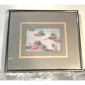 Henry Howells Reflections II Water Lillies Framed Photo 14" x 12" Coastal Beach